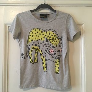 LAZY OAF CHEETA CAT T-SHIRT SIZE XS/S